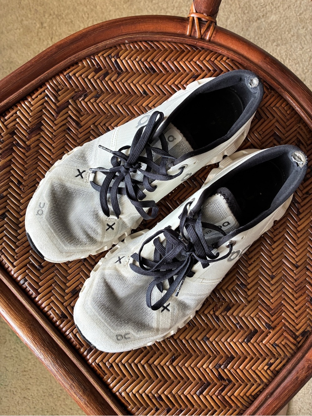 On Cloud White and Black Running Shoes
